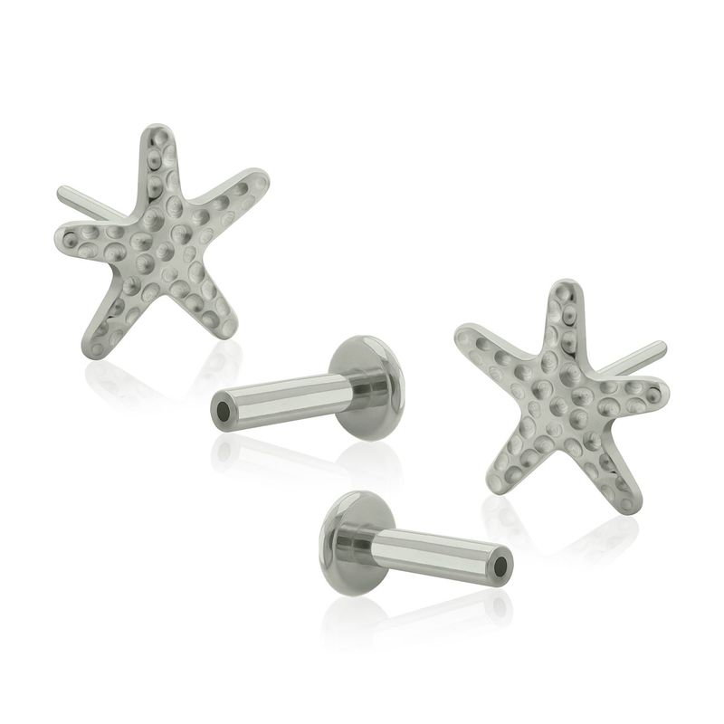 AGHA JEWELRY - Titanio Aretes Piercing Pin a Presión Estrella de Mar para lóbulo