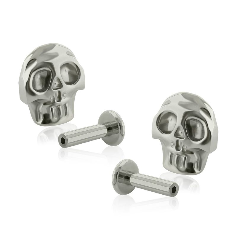 AGHA JEWELRY - Titanio Aretes Piercing Pin a Presión Calavera para lóbulo