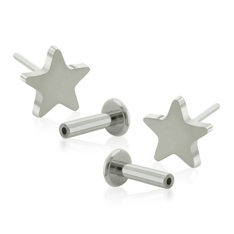 AGHA JEWELRY - Titanio Aretes Piercing Pin a Presión Estrella para lóbulo