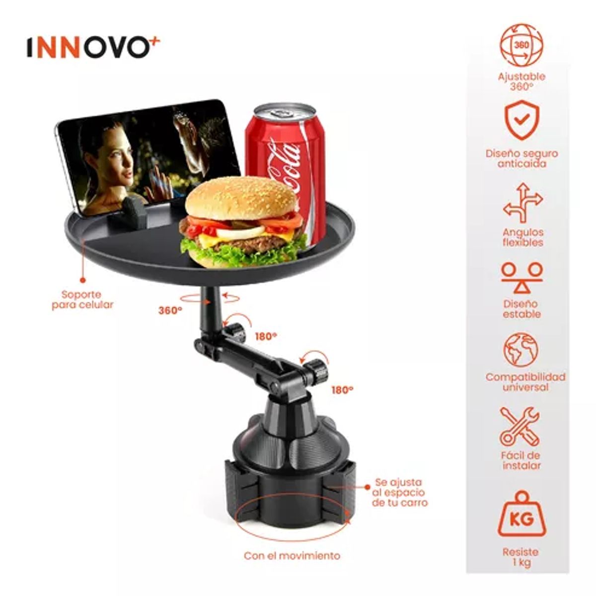 GENERICO - Holder Para Carro Soporte Para Celular Bandeja Universal