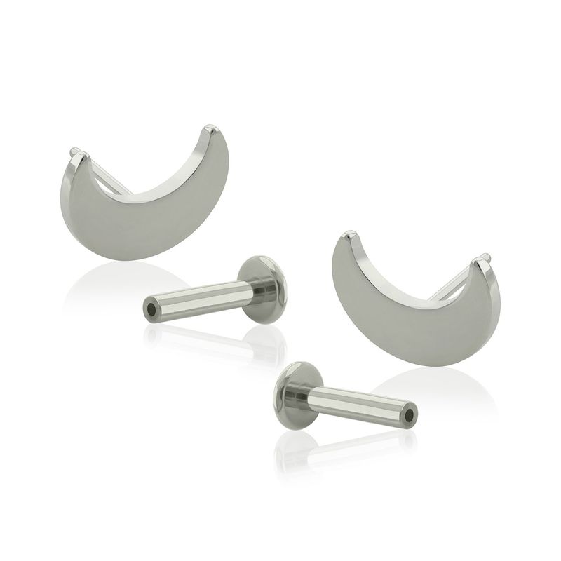 AGHA JEWELRY - Titanio Aretes Piercing Pin a Presión Luna para lóbulo