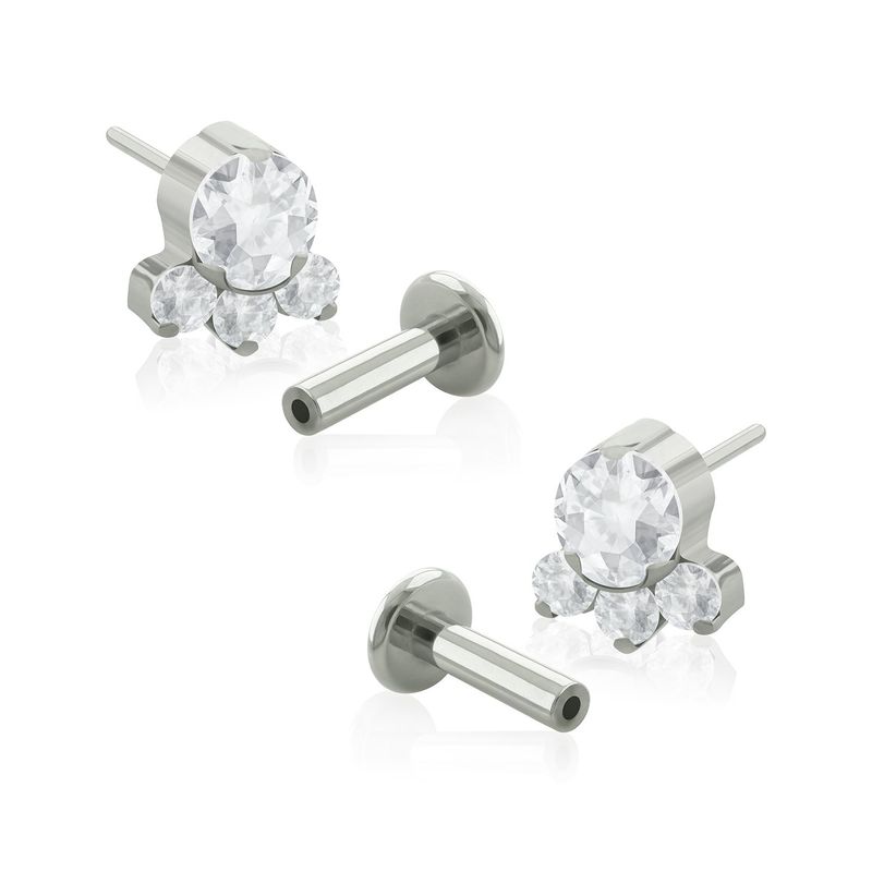 AGHA JEWELRY - Titanio Aretes Piercing Pin a Presión Rocket con Cristal Zirconia para lóbulo