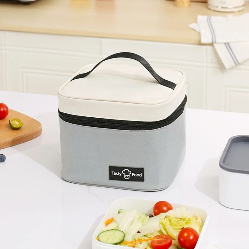 GENERICO - LONCHERA TÉRMICA PORTA COMIDA BOLSA ALMUERZO IMPERMEABLE-GRIS