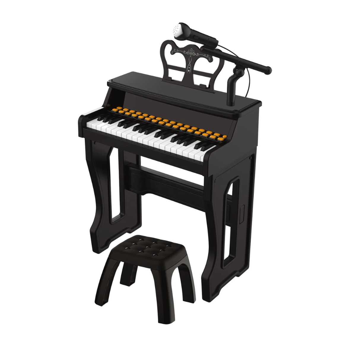 KIDSHOP - Piano Juguete Clasico 37 Teclas Mp3 Niños Con Silla Negro