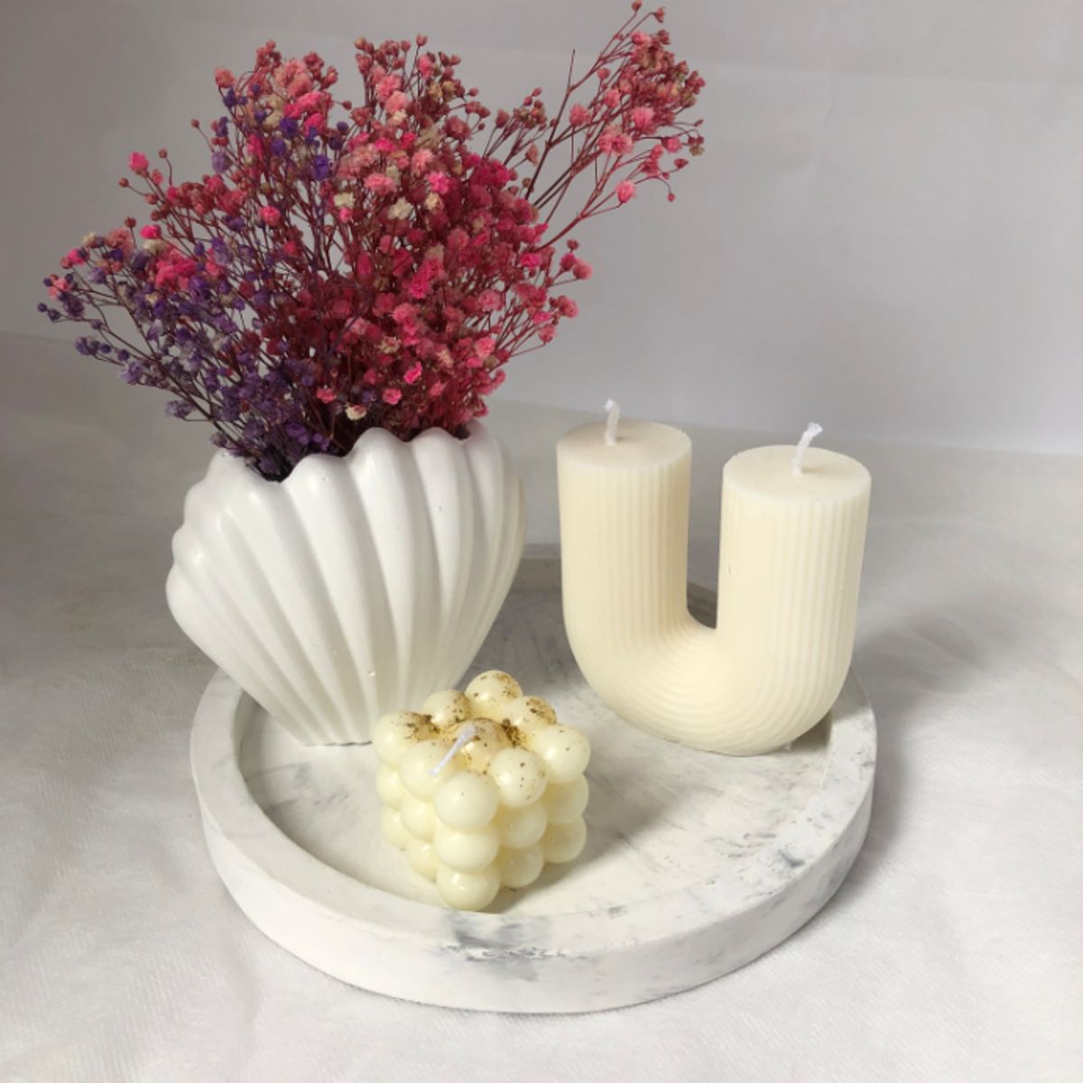 DECORACIONES ALE Y GABI - JARRON FLORES  BASE DECORATIVA Y VELA