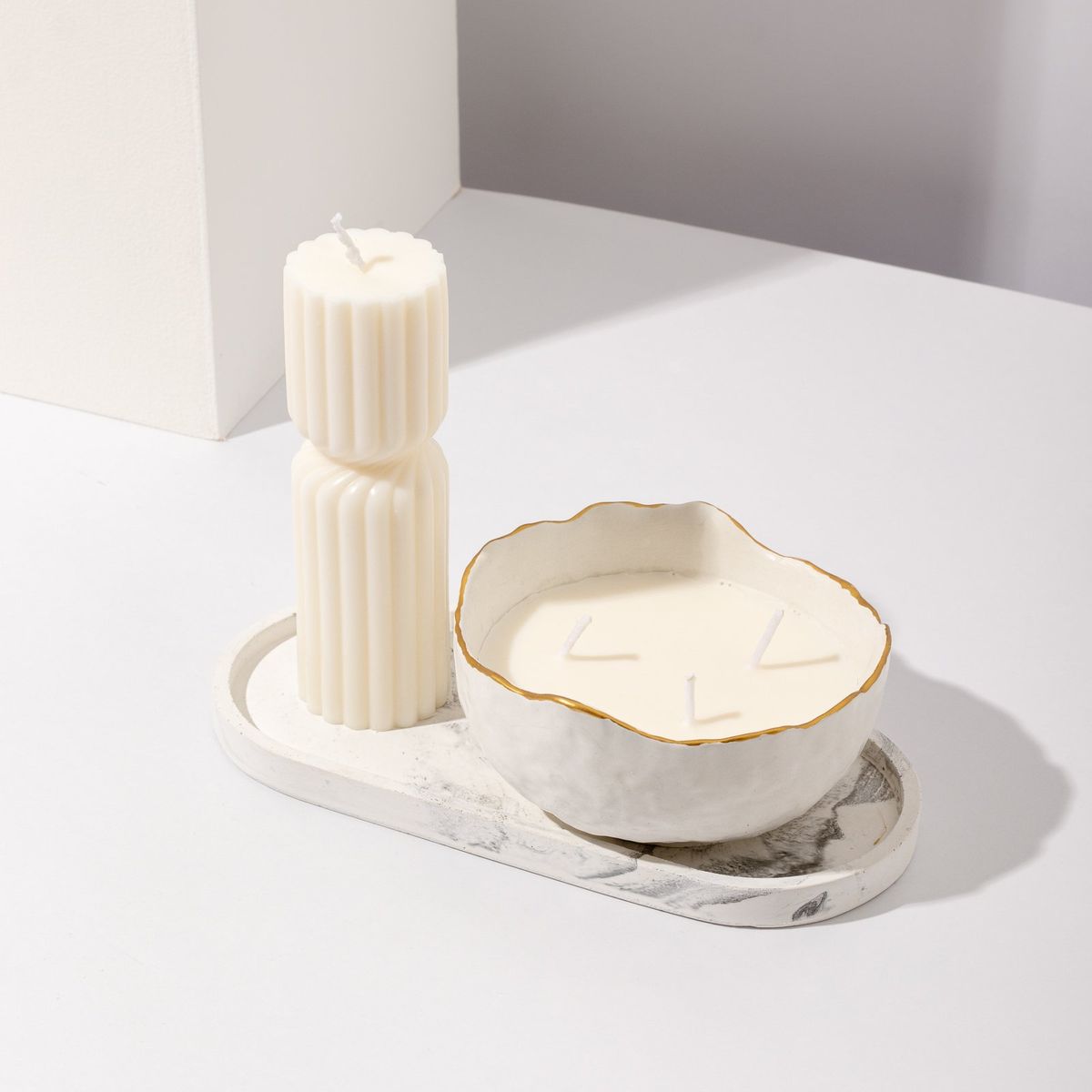 DECORACIONES ALE Y GABI - Set decorativo Velas y Base Decorativa
