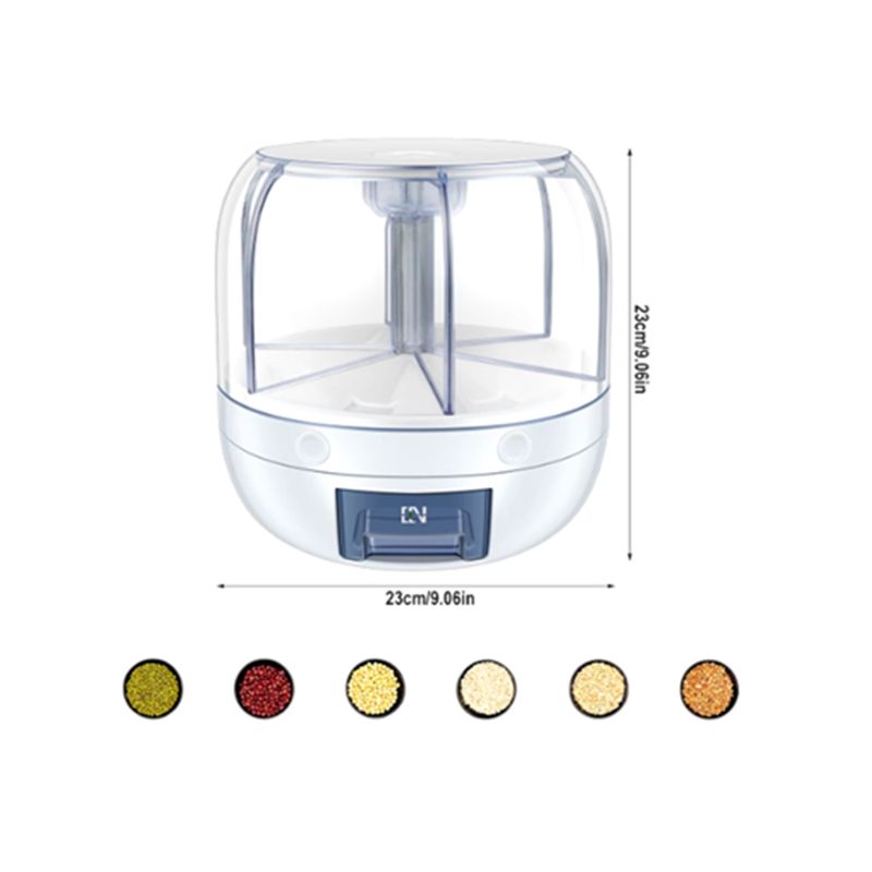 GENERICO - Dispensador Organizador De Granos Giratorio 6 En 1 Color Blanco