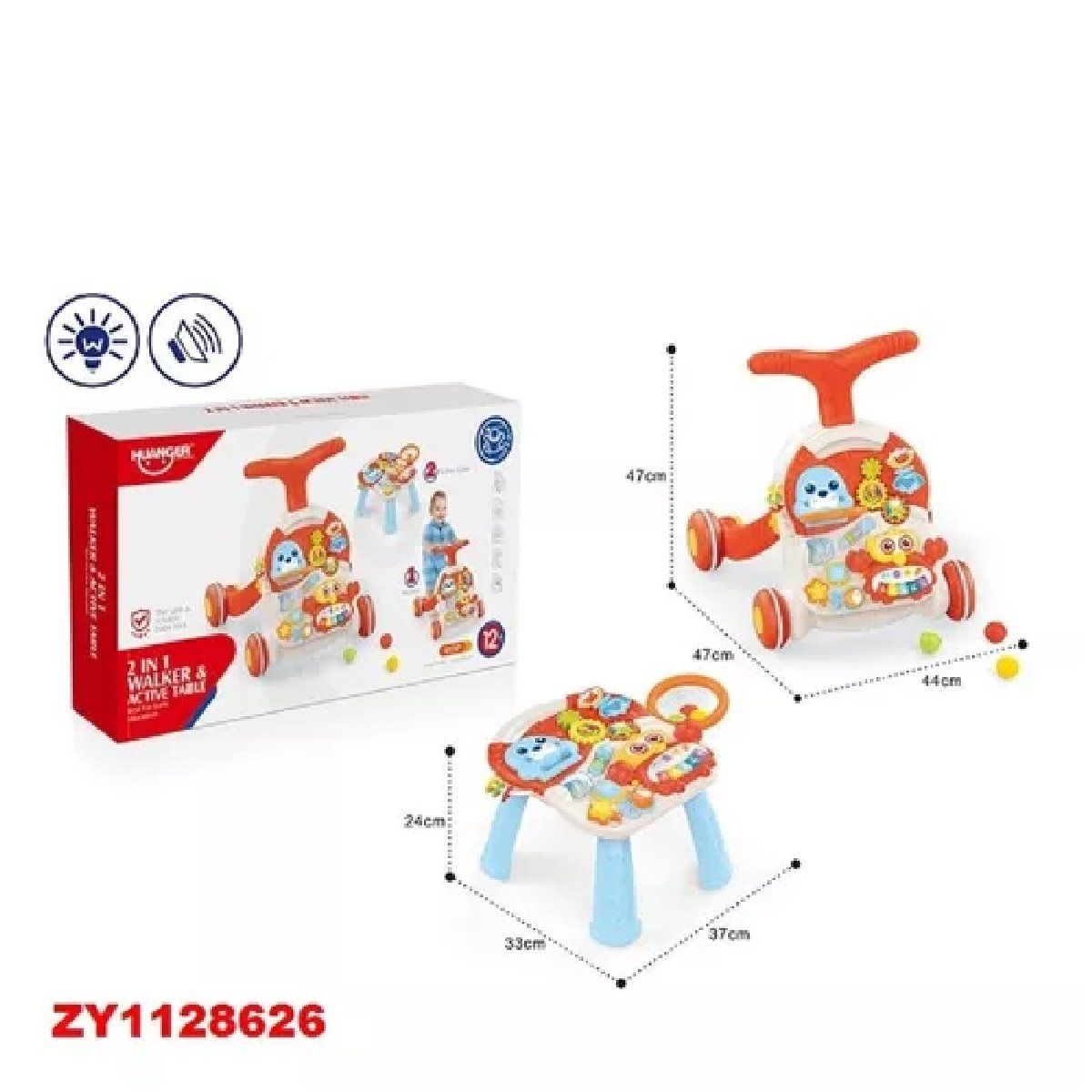 MUNDO BEBE - Andadera Mesa De Actividades 2 En 1 Huanger Color roja