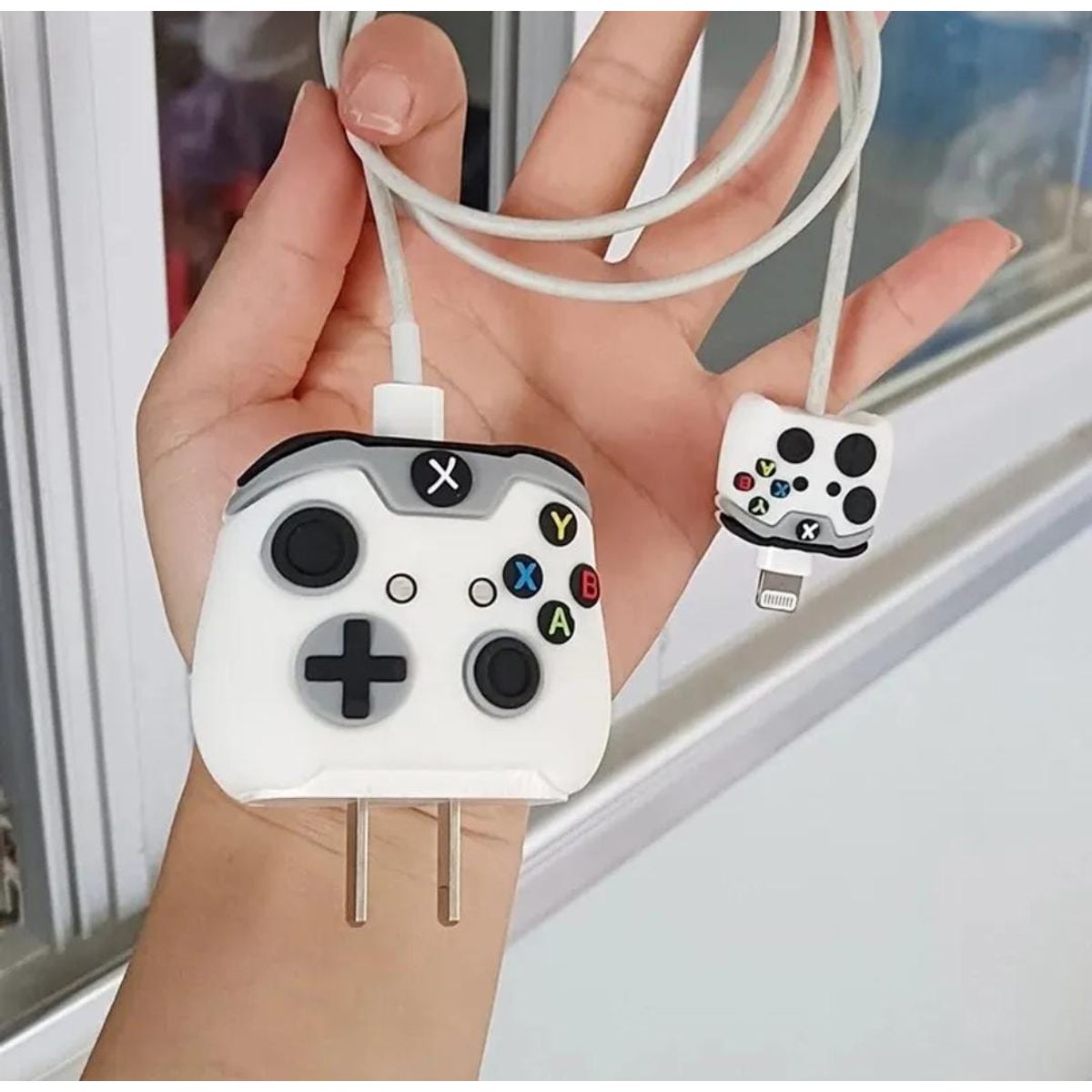 GENERICO - Funda En Silicona Protector De Cargador IPhone Control Xbox Blanco