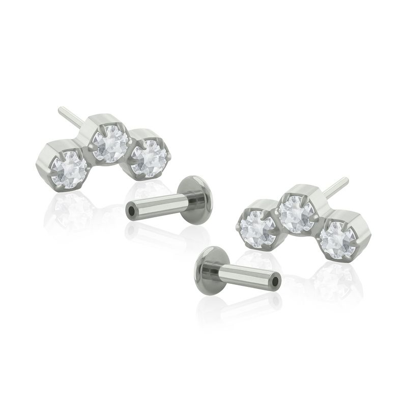 AGHA JEWELRY - Titanio Aretes Piercing Pin a Presión Colmena Cristal Zirconia Cúbica para Lóbulo
