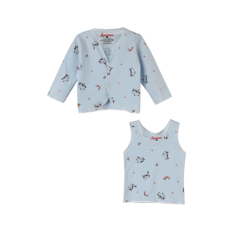 SANTANA - Camiseta Manga Larga + Esqueleto Bebé Niña Celeste