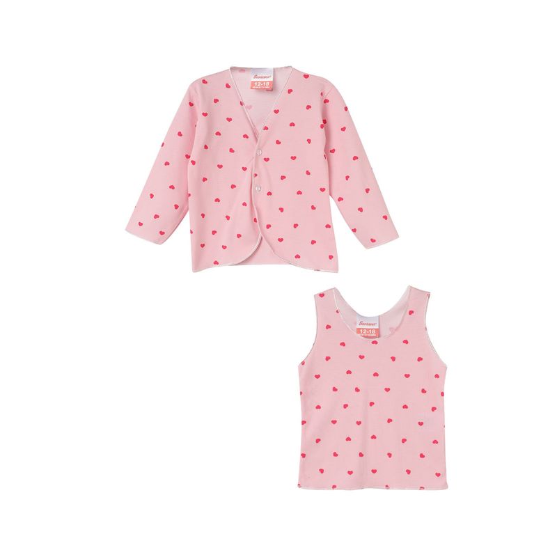 SANTANA - Camiseta Manga Larga + Esqueleto Bebé Niña Rosado
