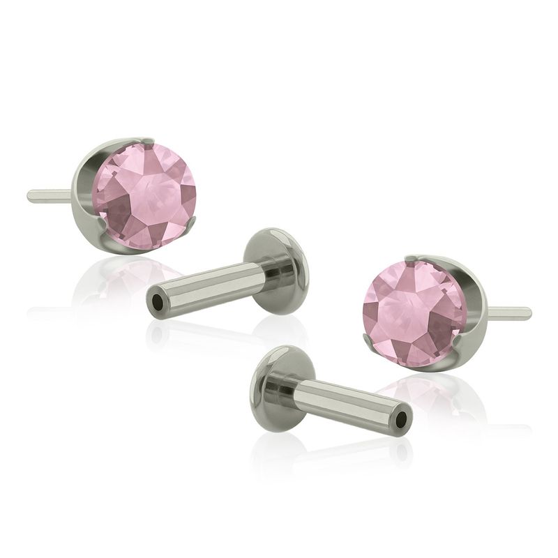 AGHA JEWELRY - Titanio Aretes Piercing Pin a Presión Prong set 3 Plano con Cristal Zirconia para lóbulo