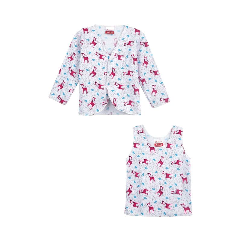 SANTANA - Camiseta Manga Larga + Esqueleto Bebé Niña Rojo Medio