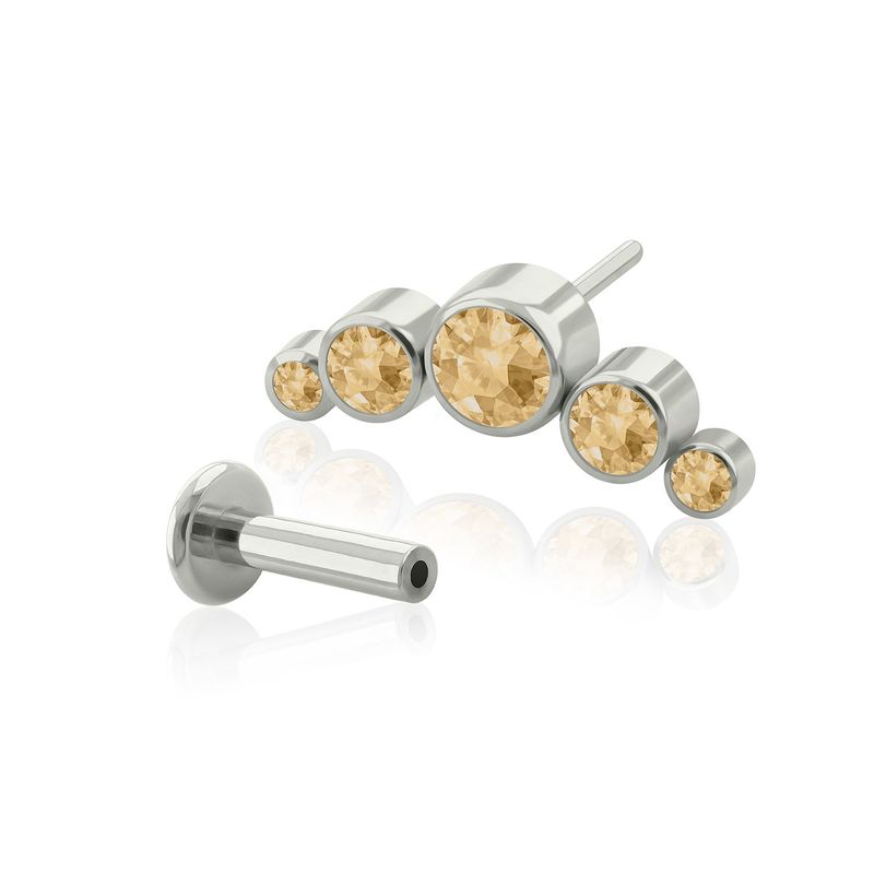 AGHA JEWELRY - Titanio Arete Piercing Pin a Presión Curvo 5 joyas Cristal Zirconia Cúbica para Lóbulo