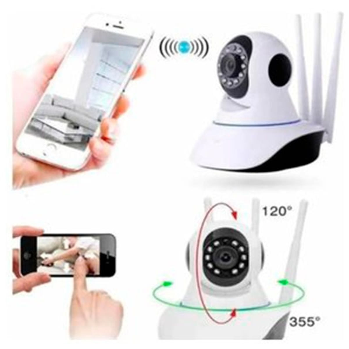 GENERICO - Cámara De Seguridad Ip Wifi Robot 1080P Full Hd 360° 3 Antenas
