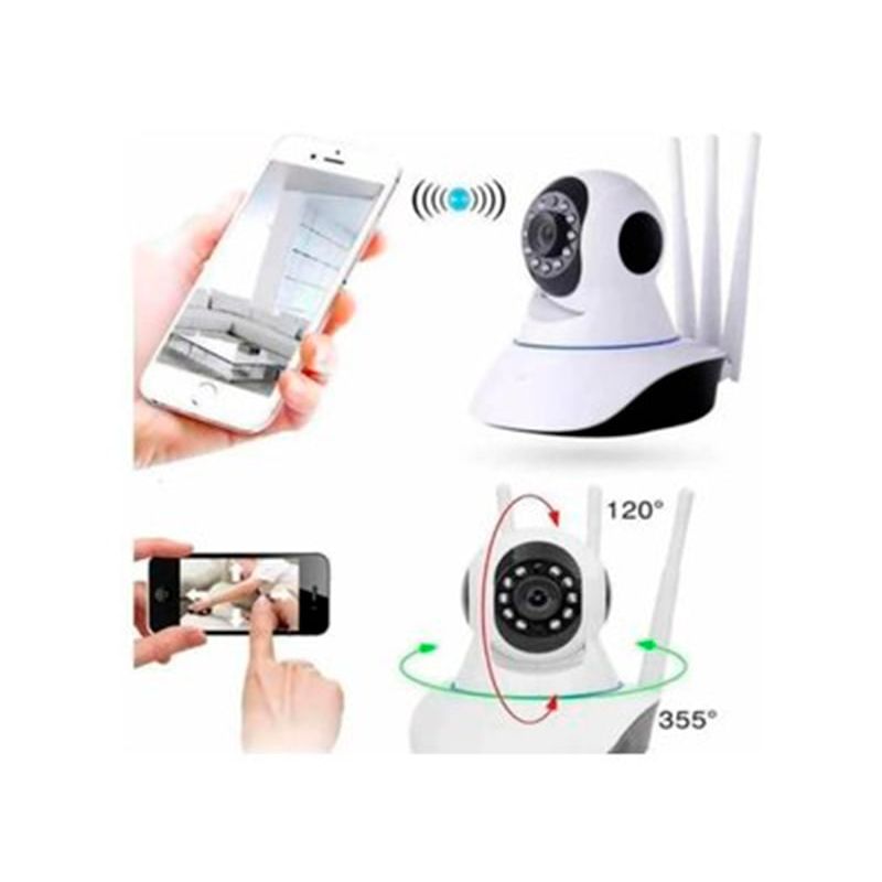 GENERICO - Cámara De Seguridad Ip Wifi Robot 1080P Full Hd 360° 3 Antenas