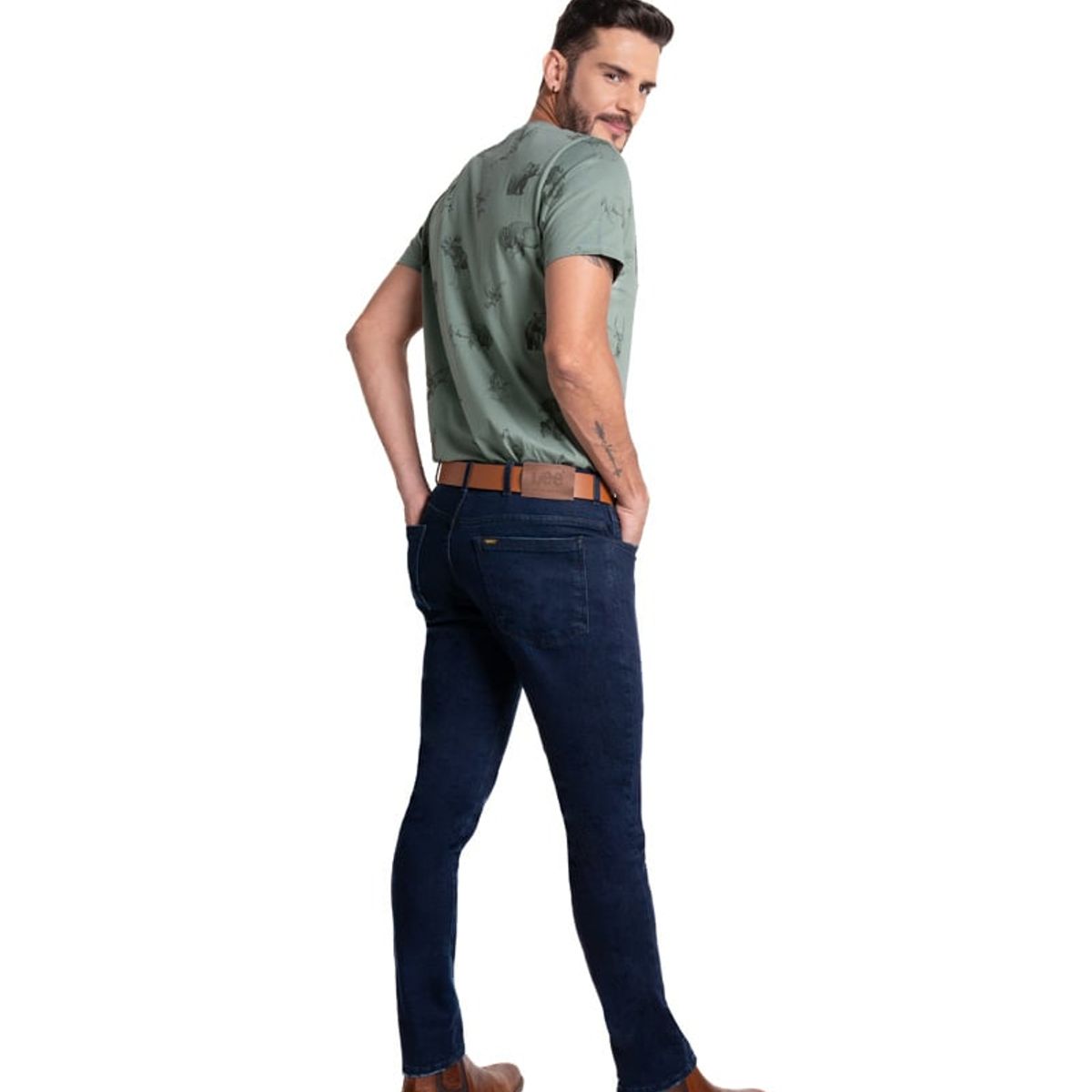 LEC LEE - Jean básico Trim para hombre color azul oscuro