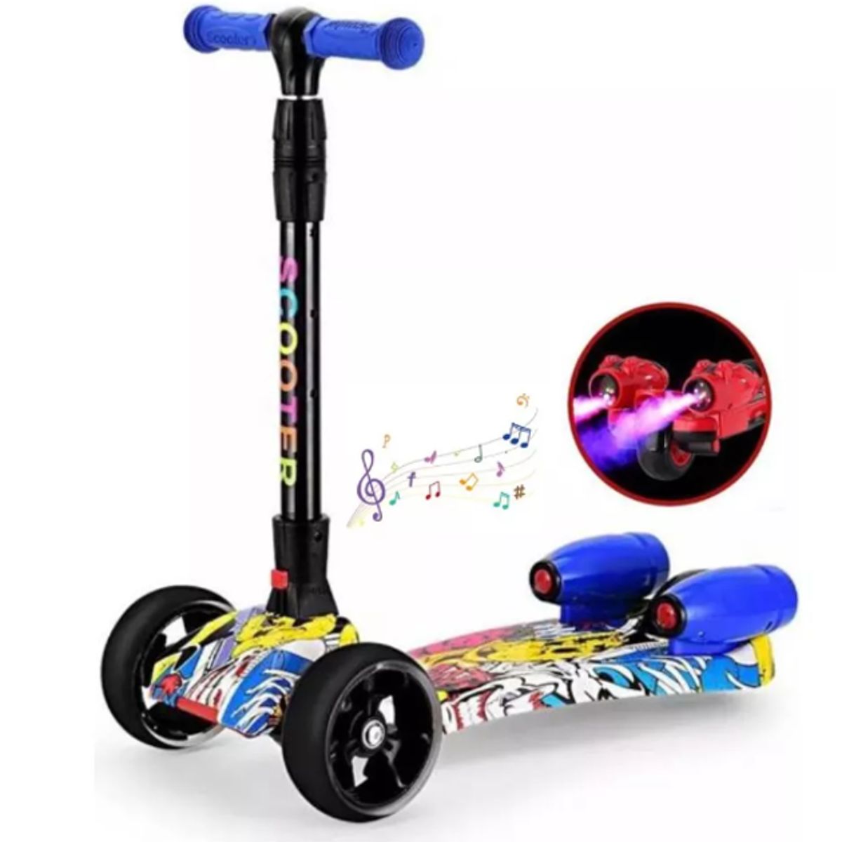 GENERICO - Patineta, Monopatin,  Scooter Humo Musical Luces Recargable