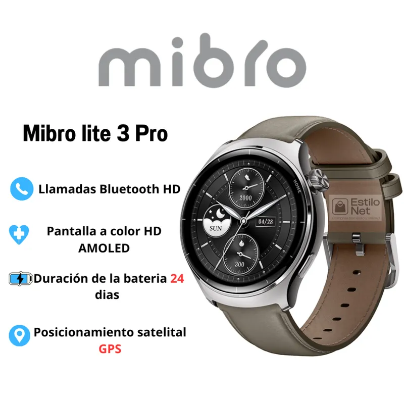 MIBRO - Reloj mibro Watch Lite 3 Pro 2 correas Khaki Gray