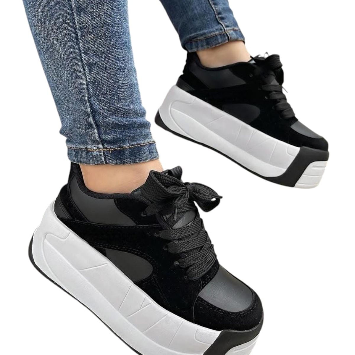 EVEGONZ - Zapato Casual Para Mujer Tenis Suela Alta de Moda
