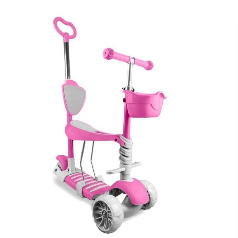 GENERICO - Patín Scooter Para Niños 5 En 1 Con Manija Rosado