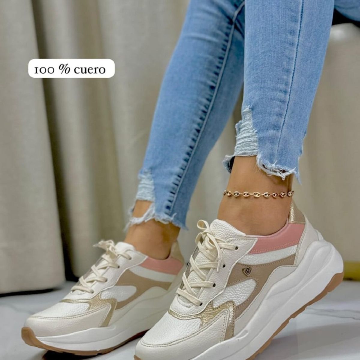 EVEGONZ - Tenis Deportivo En Cuero Zapato Confortable de Mujer