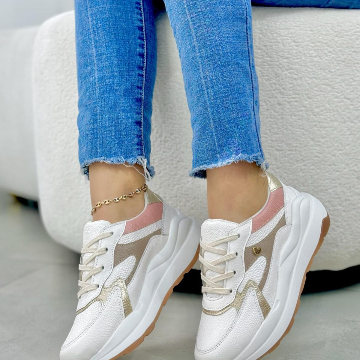 EVEGONZ - Tenis Deportivo En Cuero Zapato Confortable de Mujer