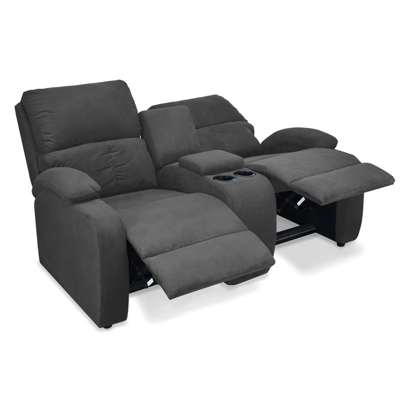 ELITE LIVING - SOFA RECLINABLE ZEN REST 2P CONSOLA MICROFIBRA GRIS PLOMO