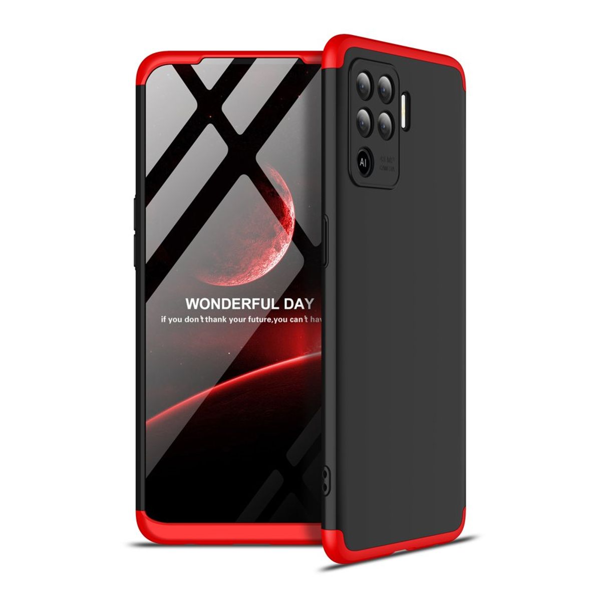 GENERICO - Funda Carcasa Estuche Protector Para Oppo Realme C55 Negro Rojo