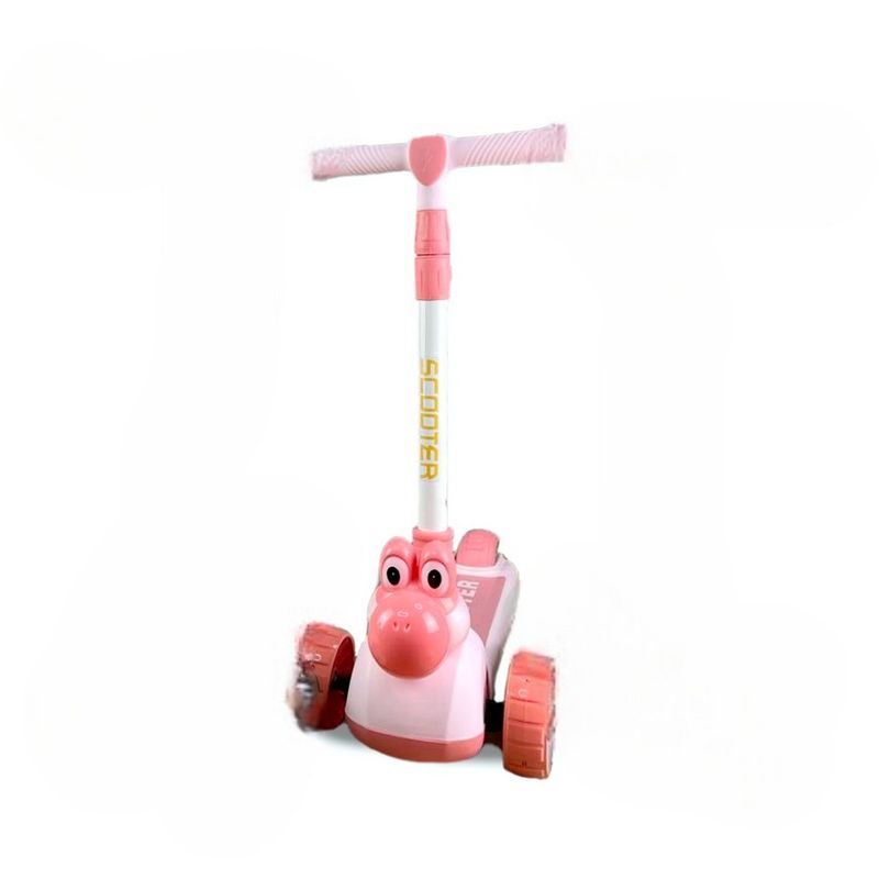 GENERICO - Patineta Scooter Dinosaurio Yoshi Infantil Monopatín Rosado
