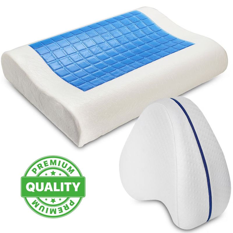 ONE PIXEL - Set X2 Almohada Con gel + Almohada Ortopédica Apoyo Piernas