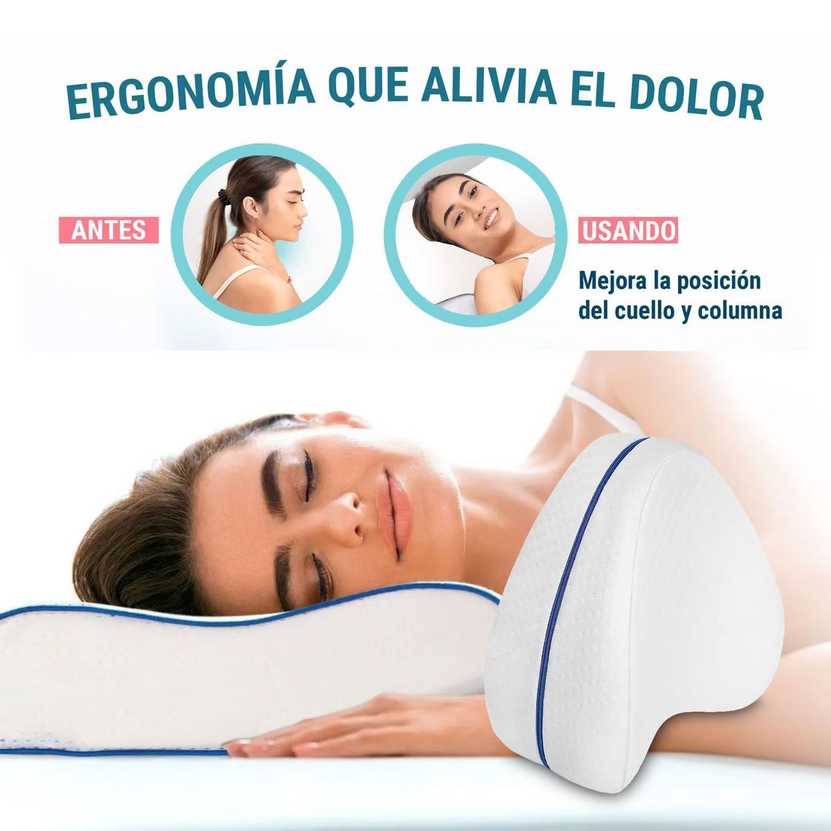 ONE PIXEL - Set X2 Almohada Con gel + Almohada Ortopédica Apoyo Piernas