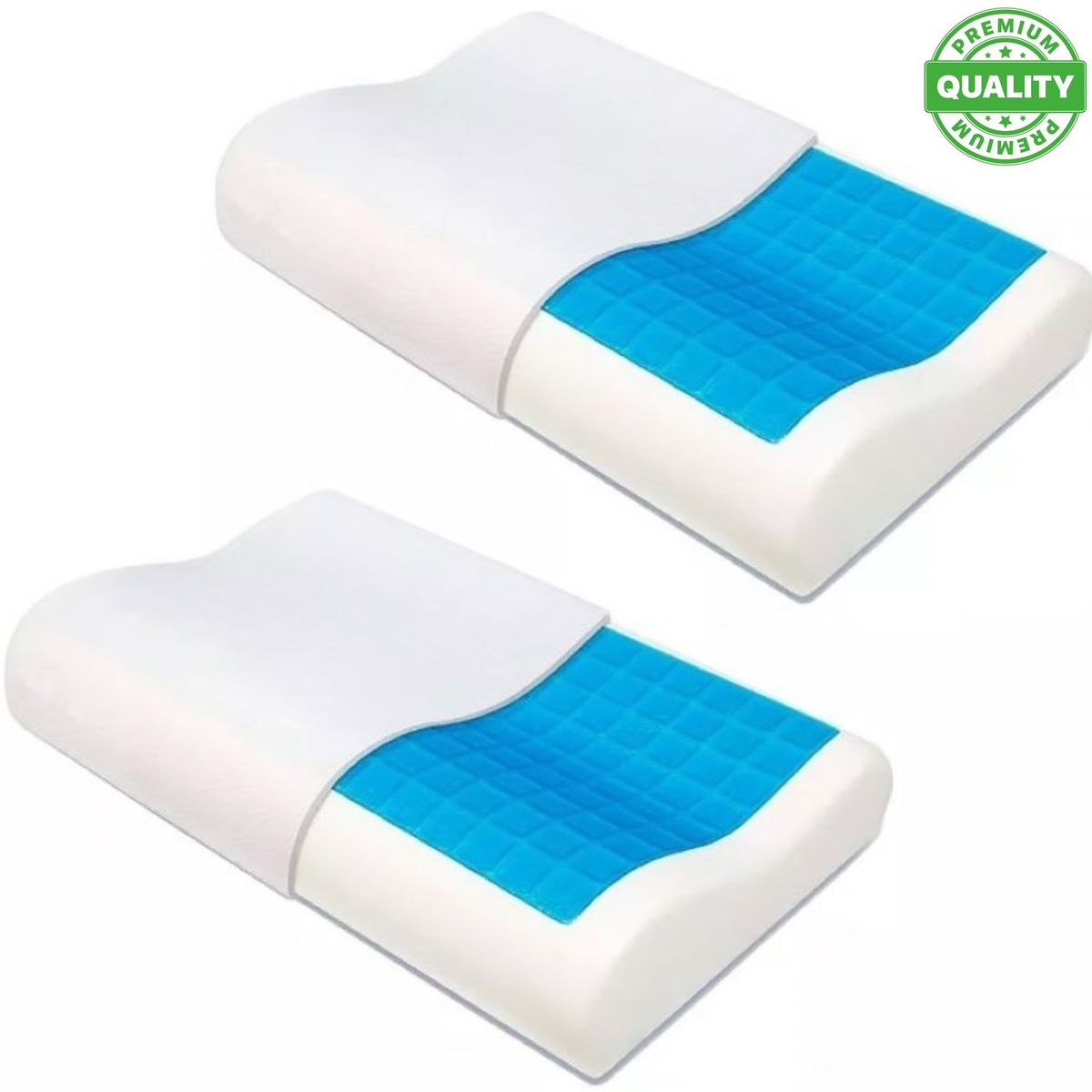 ONE PIXEL - 2 Almohada Ortopedica Memory Foam Gel Activo Fresco Funda