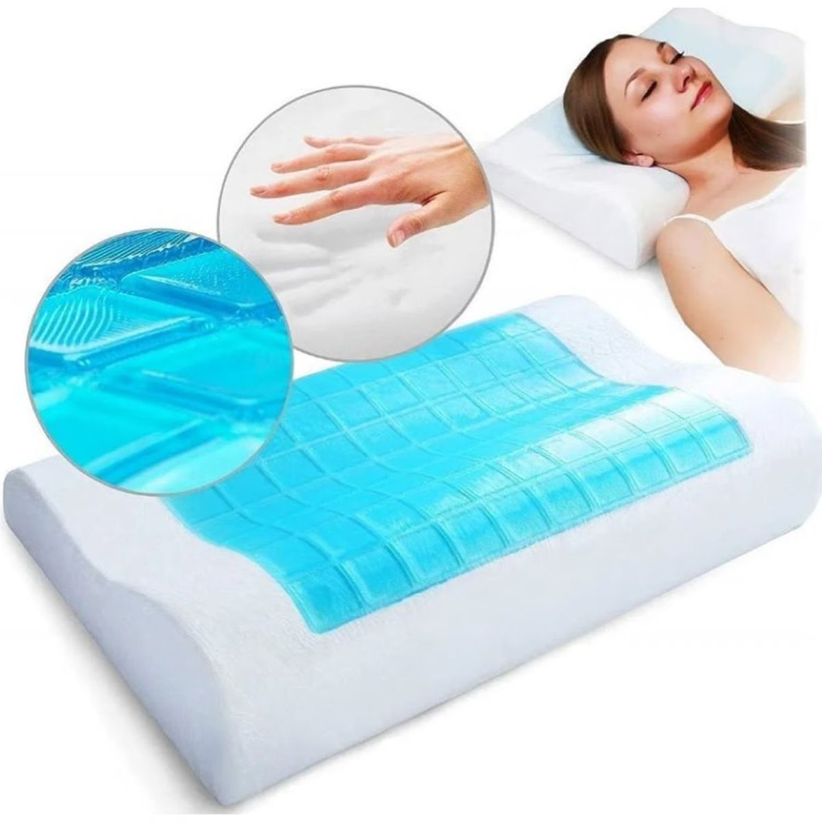 ONE PIXEL - 2 Almohada Ortopedica Memory Foam Gel Activo Fresco Funda