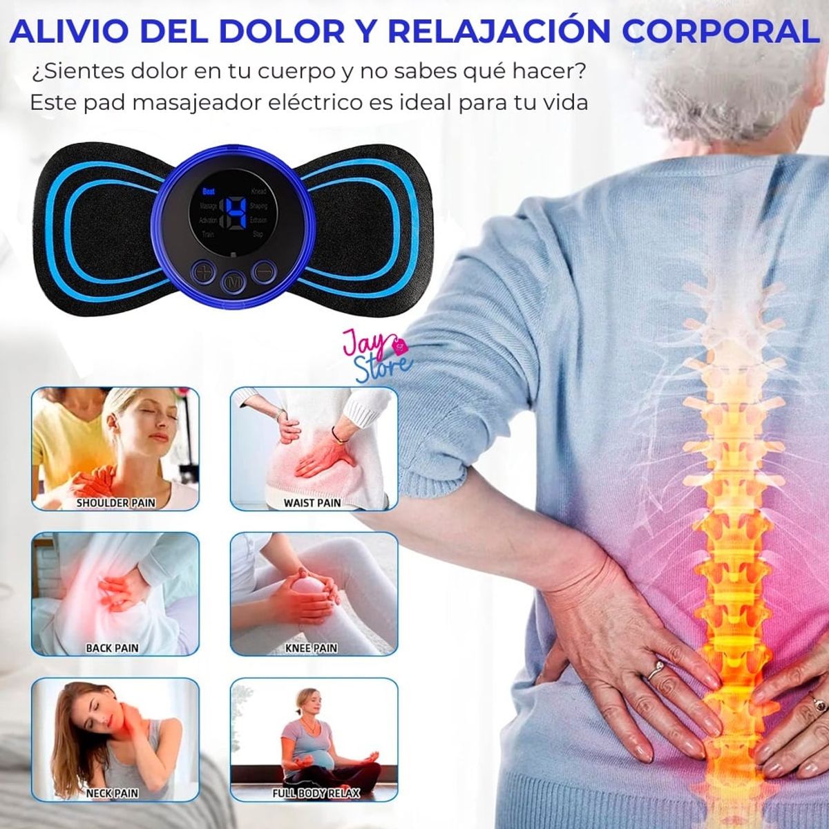 JAYSTORE - Masajeador Eléctrico En Parche Estimulador Muscular Dolor Relajación