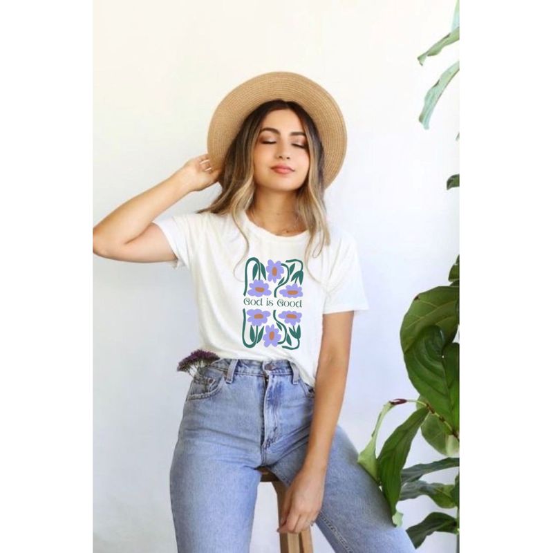 ISMI - Camiseta Mujer Manga Corta Cuello Redondo Ismi Florece