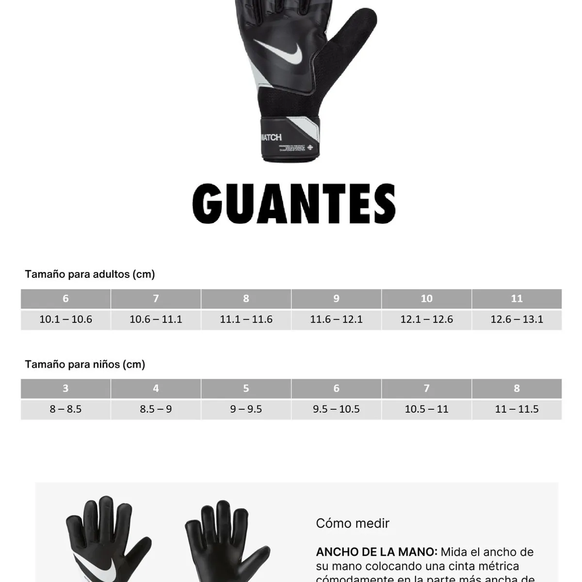 NIKE - GUANTES DE ARQUERO NIKE HOMBRE MATCH HQ0257-010