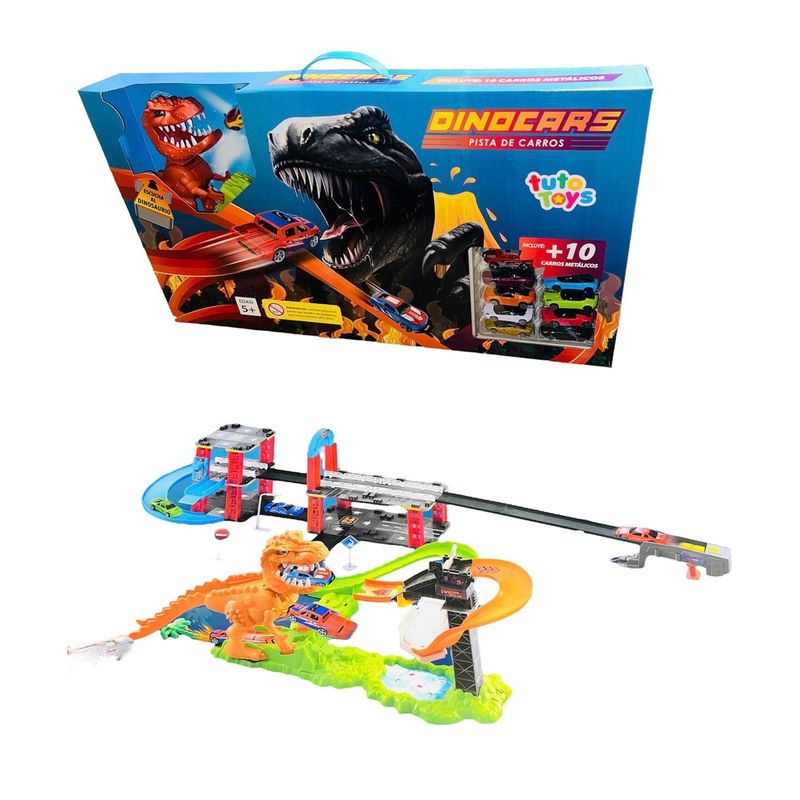 GENERICO - Pista De Dinosaurio Con 10 Vehiculos