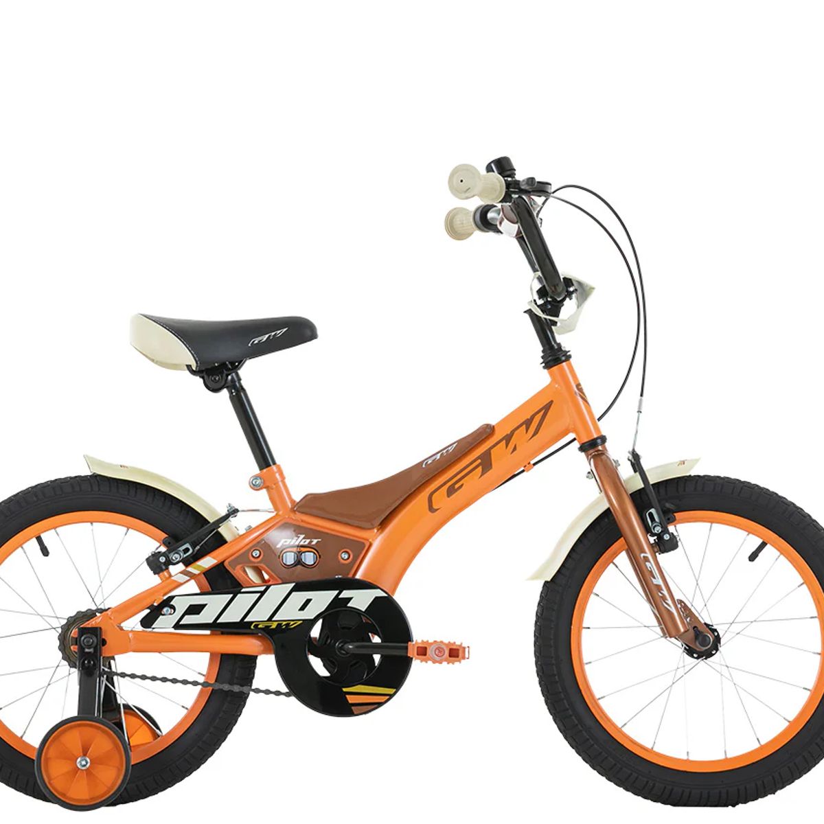 GW - BICICLETA PILOT GW INFANTIL RIN 16 CON AUXILIARES NARANJA CAFE