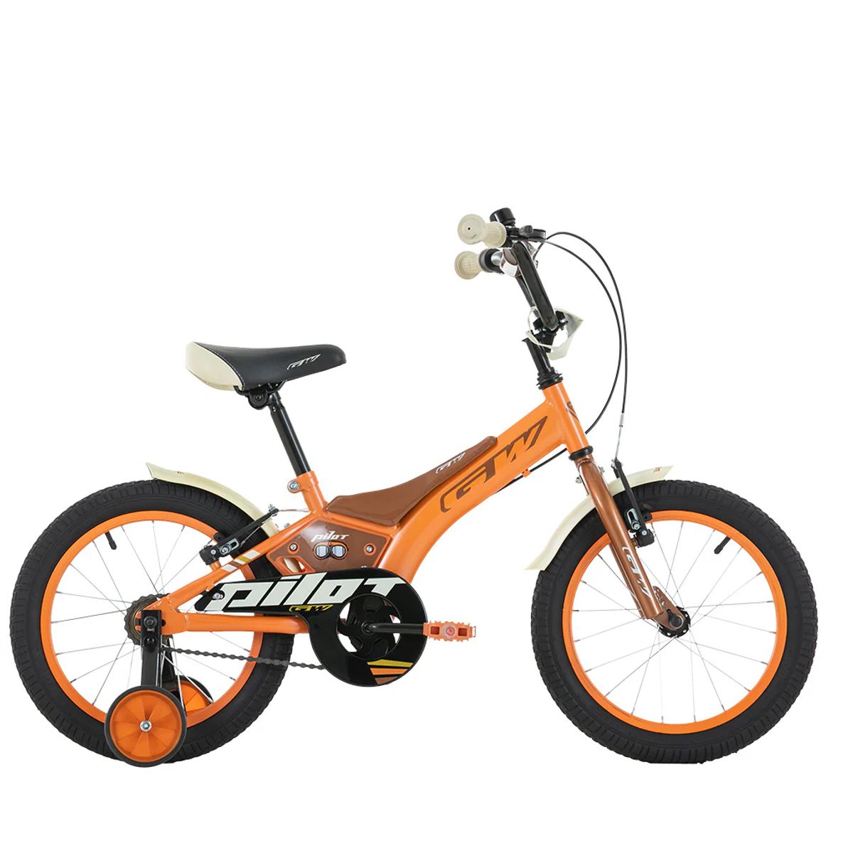 GW - BICICLETA PILOT GW INFANTIL RIN 16 CON AUXILIARES NARANJA CAFE