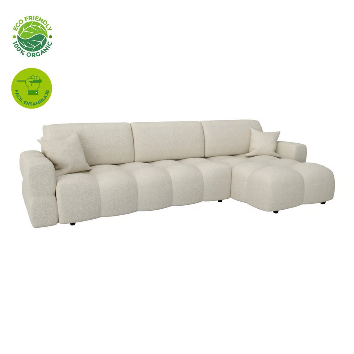 GENERICO - Sala esquinero STEPHANY  Moderno en Forma de L 3 Plazas Blanco