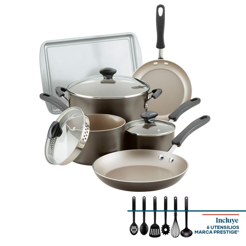 FARBERWARE - Batería 15Pzs antiad DiamondMax® gris pewter Cookstar Farberware