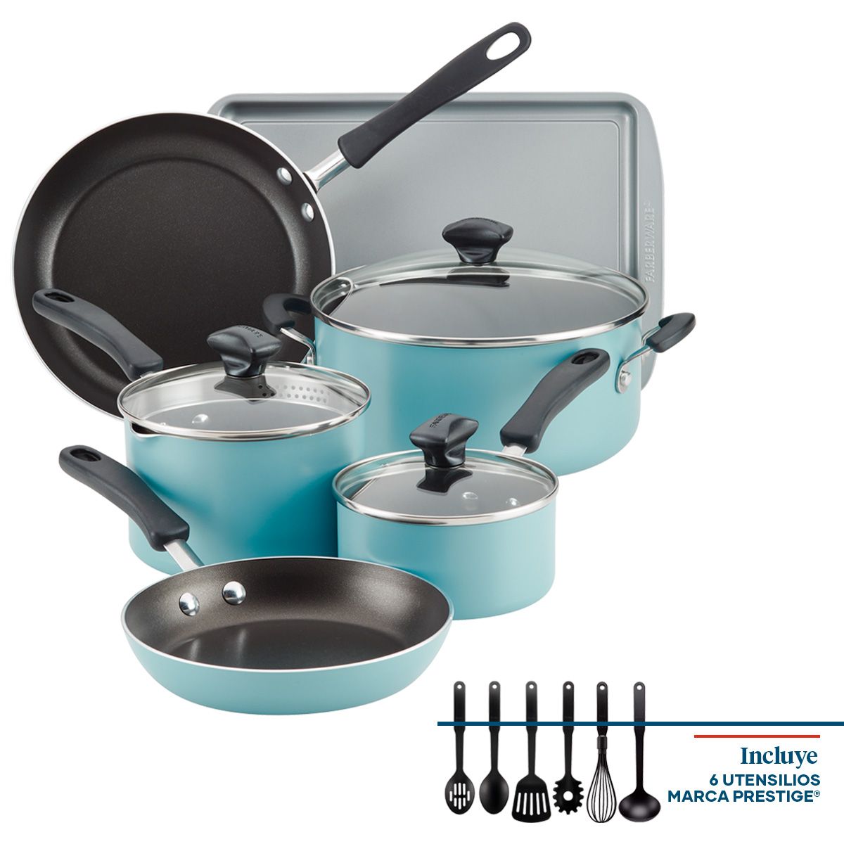 FARBERWARE - Juego de Ollas 15Pzs antiad DiamondMax® Cookstart Farberware Azul Aqua