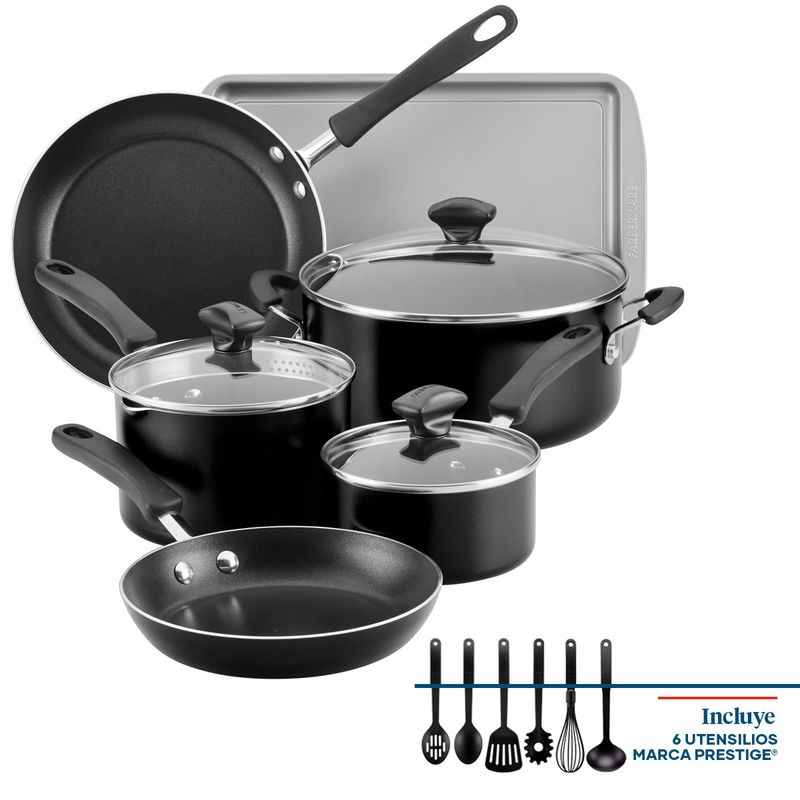 FARBERWARE - Batería 15Pzs antiad DiamondMax® Cookstart Farberware negra