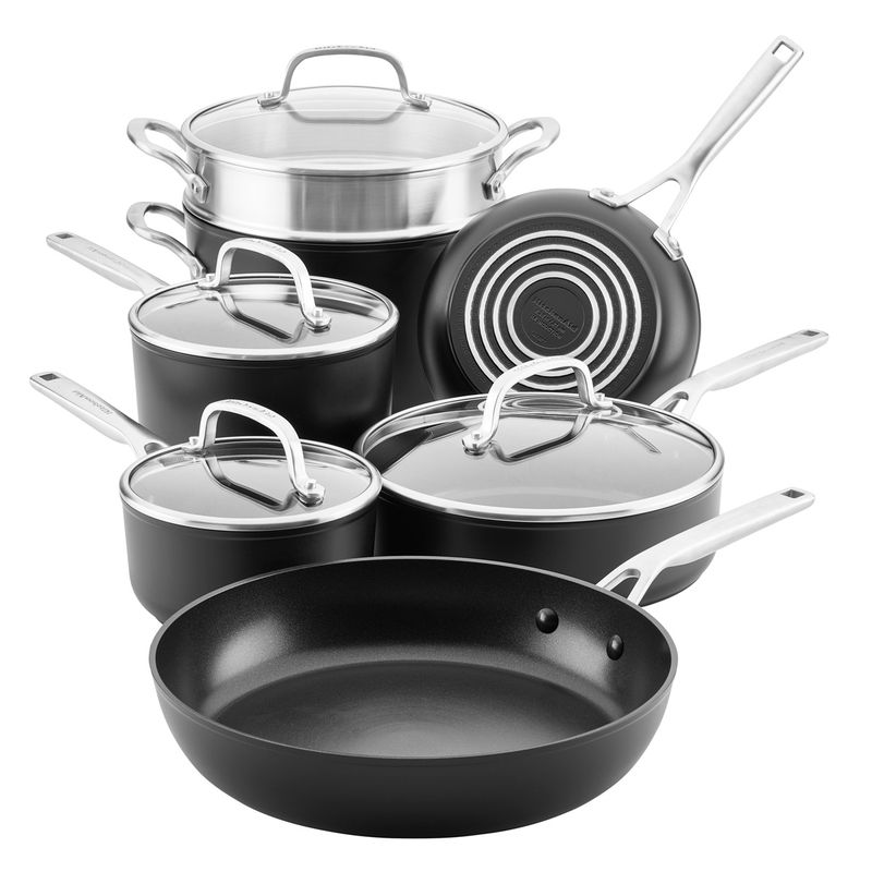 KITCHENAID - Batería 11Pzs anodizado duro antiadherente Negro KitchenAid