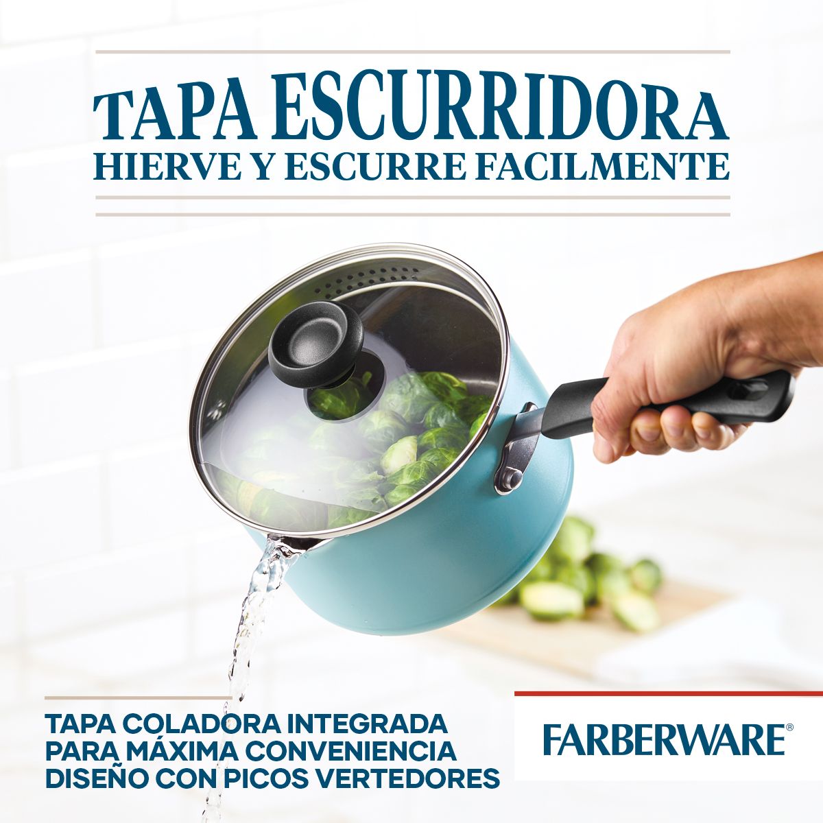 FARBERWARE - Batería 12pzs aluminio antiadherente Easy Clean Azul Farberware