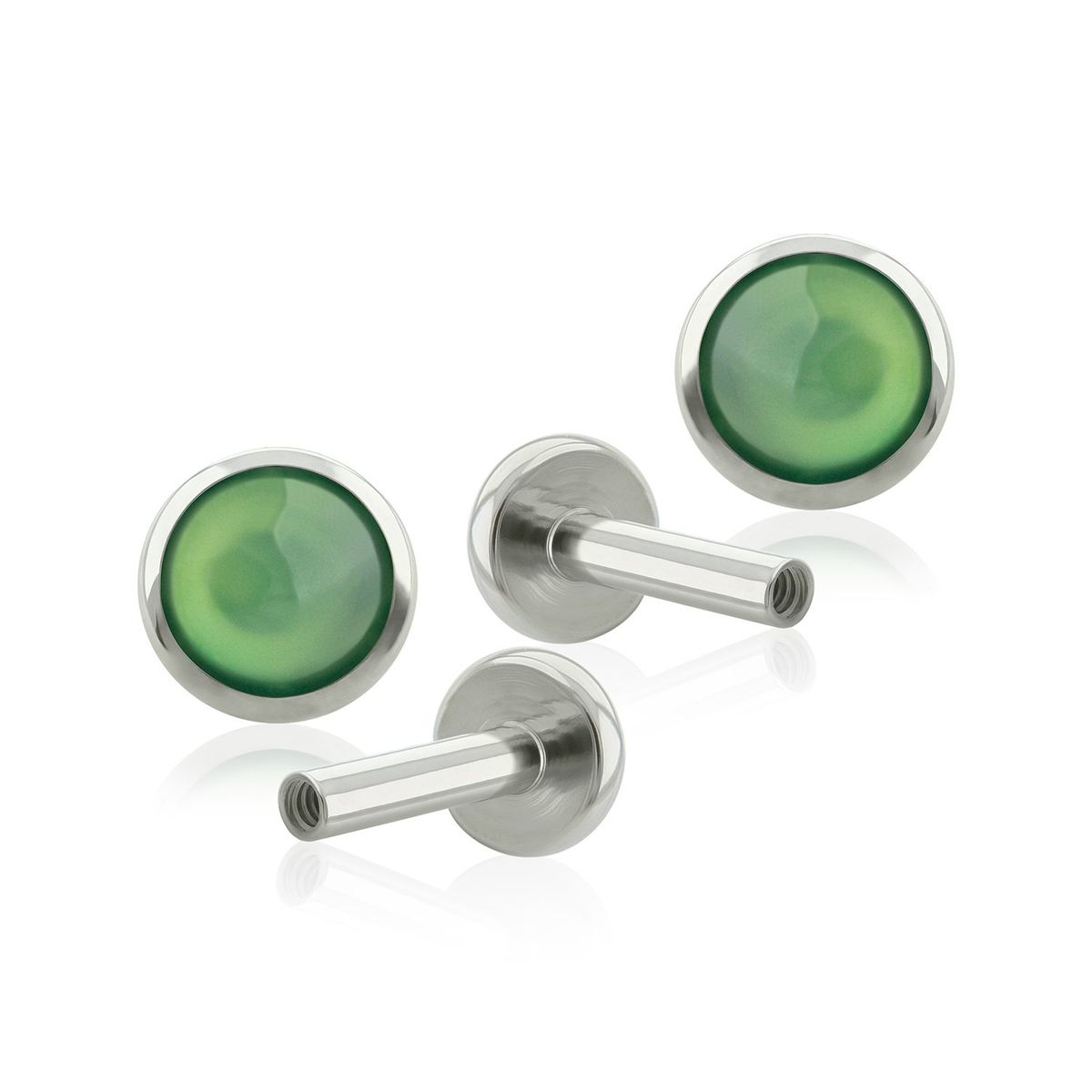 AGHA JEWELRY - Titanio Aretes Piercing Bezel set Piedra Natural para lóbulo para lóbulo