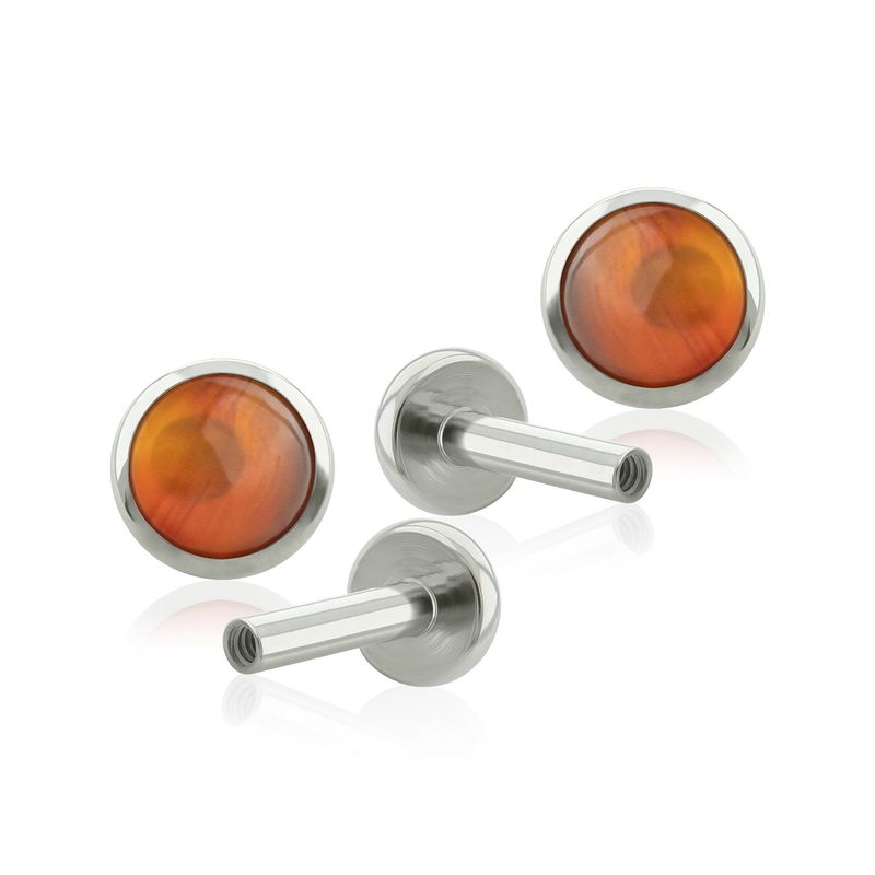 AGHA JEWELRY - Titanio Aretes Piercing Bezel set Piedra Natural para lóbulo para lóbulo