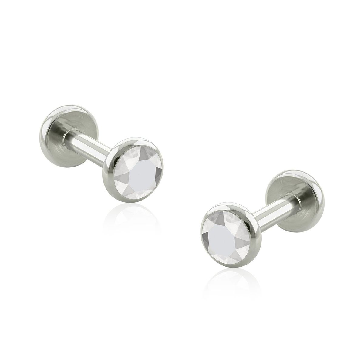 AGHA JEWELRY - Titanio Aretes Piercing Bezel set Cabochon Cristal Zirconia Cúbica para lóbulo para lóbulo